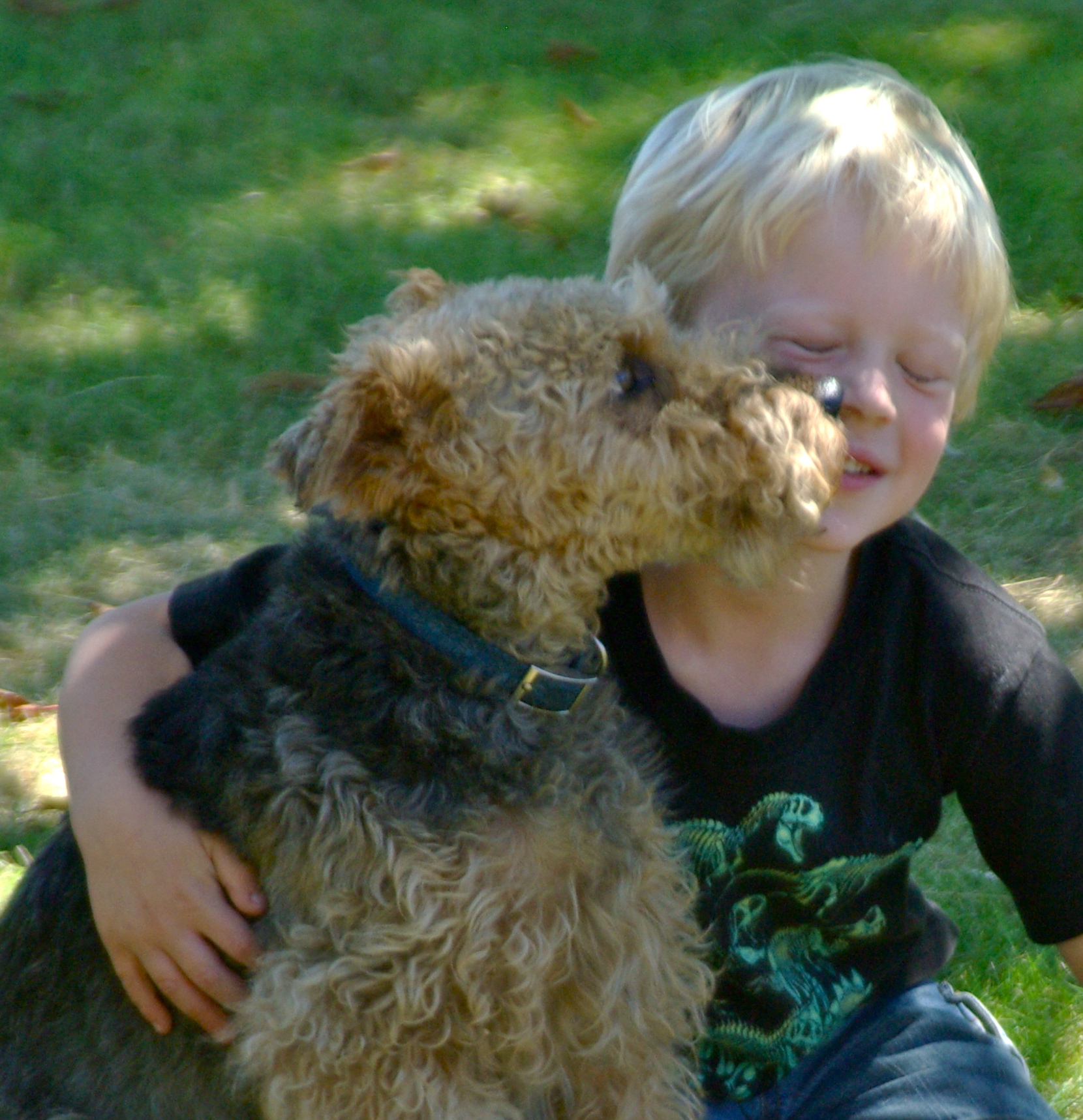 Sadie The Welsh Terrier and friend, Adam